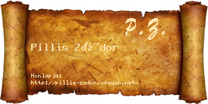 Pillis Zádor névjegykártya